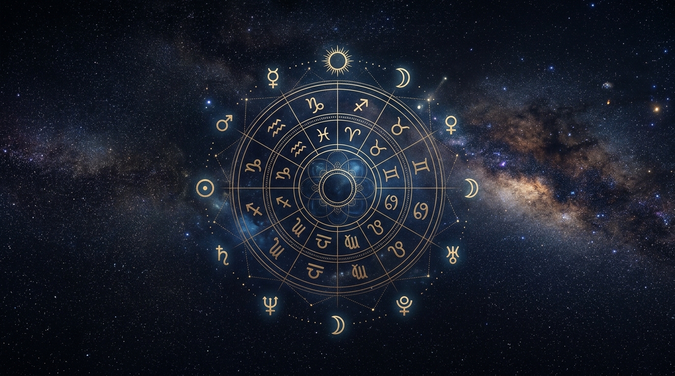 Astrological symbols and celestial imagery